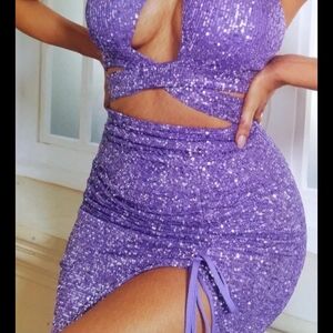 Glamorous Lavender Sequin Midi Dress